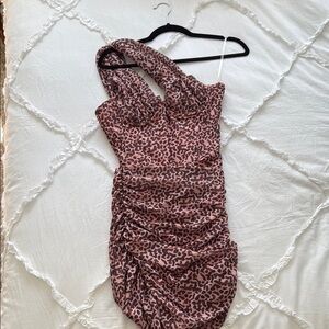 House of CB Animal Print One-Shoulder Mini Dress
